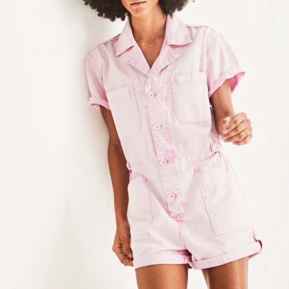 Pistola Parker Utility Shorts Romper Jumpsuit Pink Small